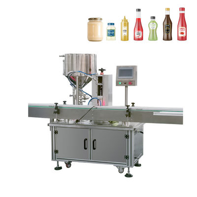 Otomatik tek nozzle lob pompası karıştırma ve ısıtma kavanoz krem peynir dolgu makinesi hopper ile